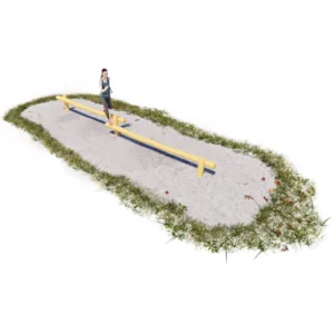 Balaceelement Balancierstrecke aus zwei hintereinander und leicht höhenversetzten angeordneten Robinienstämmen