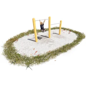 Reck doppelt mit Robinienpfosten und zwei Edelstahl-Stangen in den Höhen 100 und 140 cm